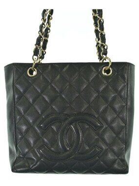 Chanel Caviar Leather CC Logo Chain Tote Bag